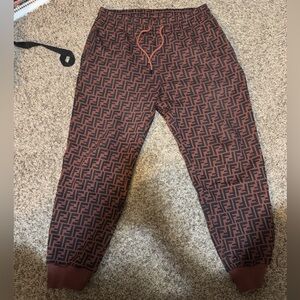 Fendi Black & Brown Sweatpants Size Large